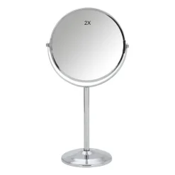 Xenos Make-up spiegel - chroom - ø16 x 36 cm- Badkamer Accessoires|Make-Up Spiegels
