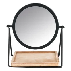 Xenos Make-up spiegel met plankje - zwart - 19x14x21 cm- Kerstcadeaus|Make-Up Spiegels