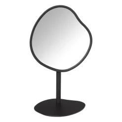 Xenos Make-up spiegel organic - zwart metaal - 18 cm- Make-Up Spiegels