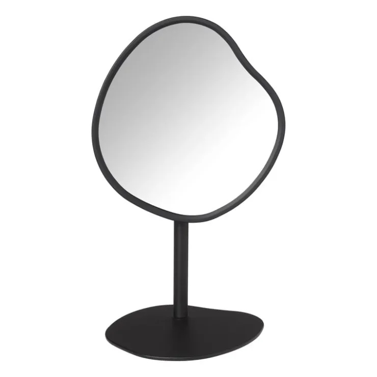 Xenos Make-up spiegel organic - zwart metaal - 18 cm- Make-Up Spiegels