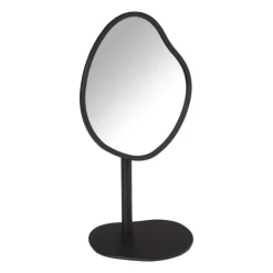 Xenos Make-up spiegel organic - zwart metaal - 18 cm- Make-Up Spiegels