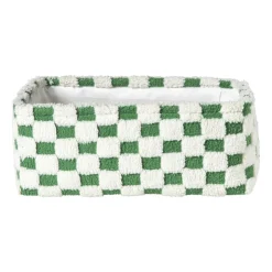 Xenos Mand checks groot - groen/wit - 15x36x26 cm- Manden|Manden