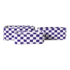 Xenos Mand checks groot - paars/wit - 15x36x26 cm- Manden|Manden