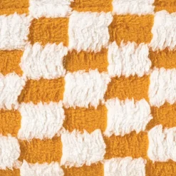Xenos Mand checks klein - oranje/wit - 11x30x20 cm- Manden|Manden