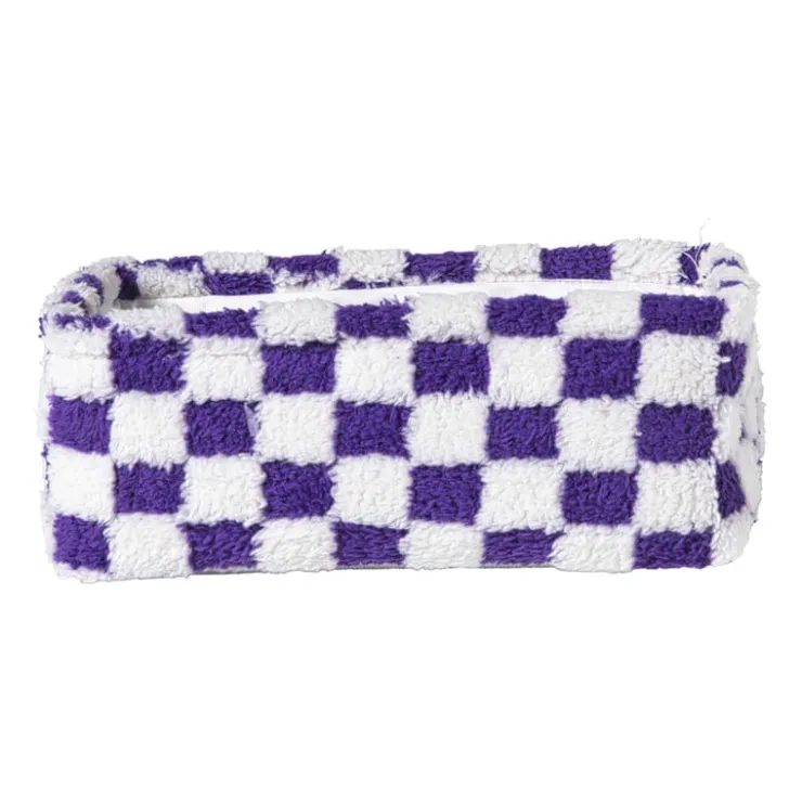Xenos Mand checks klein - paars/wit - 11x30x20 cm- Manden|Manden