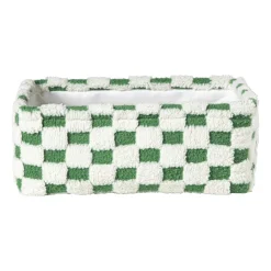 Xenos Mand checks middel - groen/wit - 13x33x23 cm- Manden|Manden
