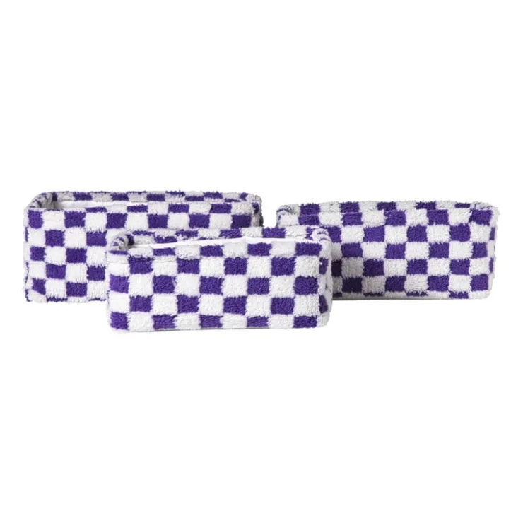 Xenos Mand checks middel - paars/wit - 13x33x23 cm- Manden|Manden