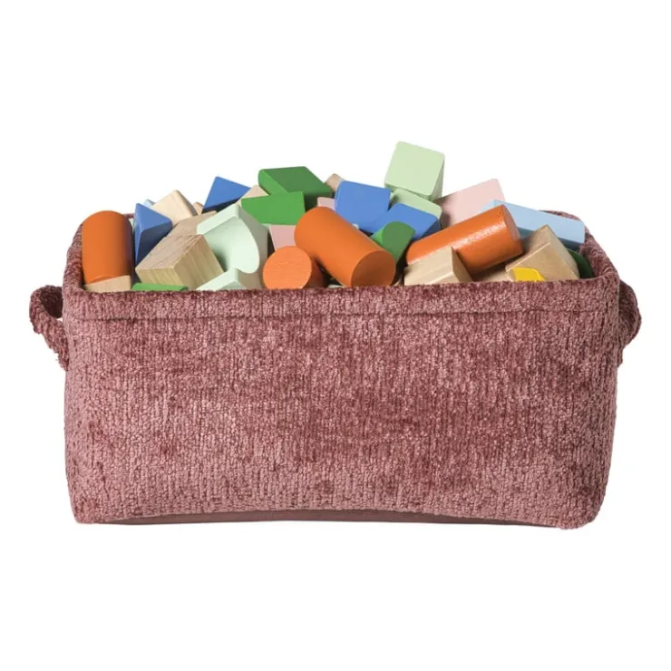 Xenos Mand chenille - rood - 30x20x14 cm- Manden|Manden