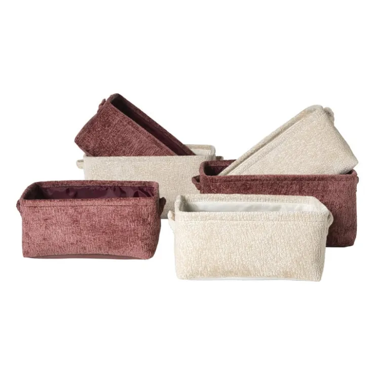 Xenos Mand chenille - rood - 30x20x14 cm- Manden|Manden