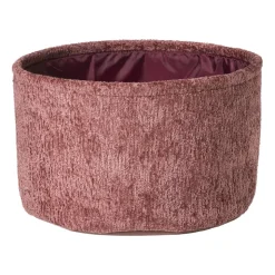 Xenos Mand chenille rond - rood - ø30x18 cm- Manden|Manden