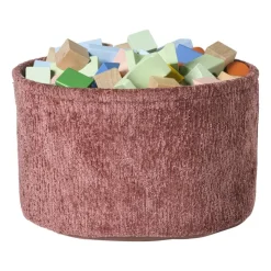 Xenos Mand chenille rond - rood - ø30x18 cm- Manden|Manden