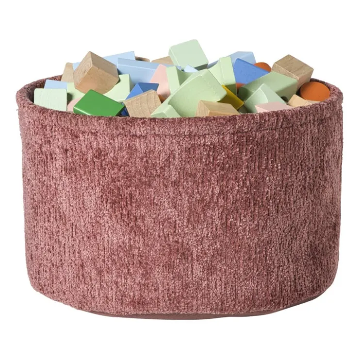 Xenos Mand chenille rond - rood - ø30x18 cm- Manden|Manden