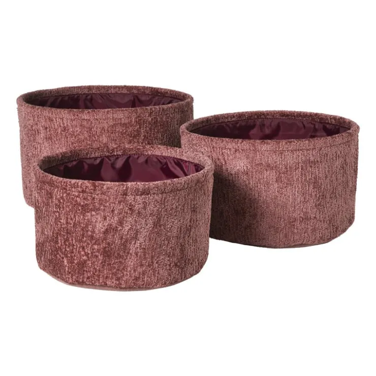 Xenos Mand chenille rond - rood - ø30x18 cm- Manden|Manden