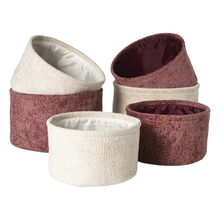 Xenos Mand chenille rond - rood - ø30x18 cm- Manden|Manden