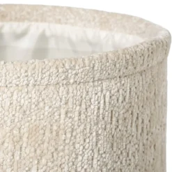 Xenos Mand chenille rond - wit - ø24x14 cm- Manden|Manden