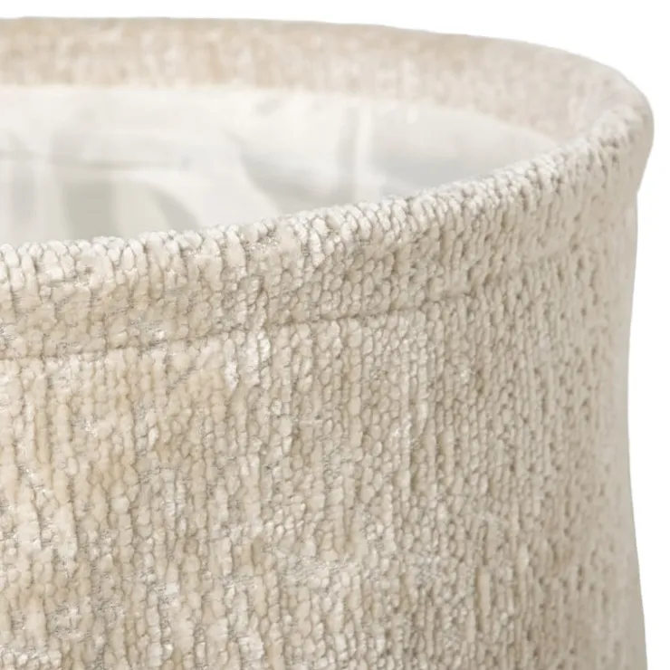 Xenos Mand chenille rond - wit - ø30x18 cm- Manden|Manden
