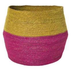 Xenos Mand colorblock - roze/geel - ø35x26 cm- Manden|Manden