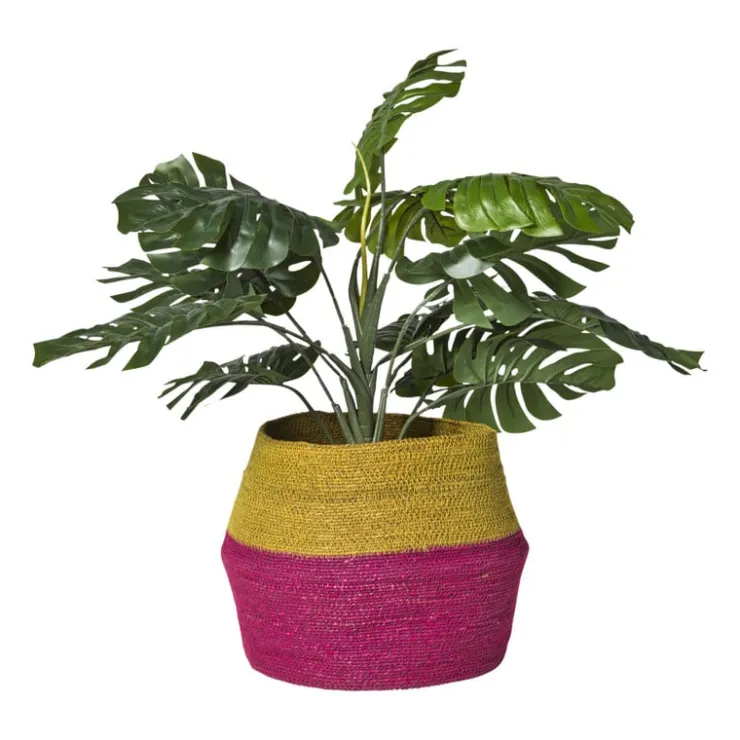 Xenos Mand colorblock - roze/geel - ø35x26 cm- Manden|Manden