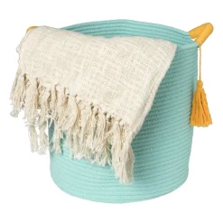 Xenos Mand colors hoog - blauw/oranje - ø34x34 cm- Manden|Manden