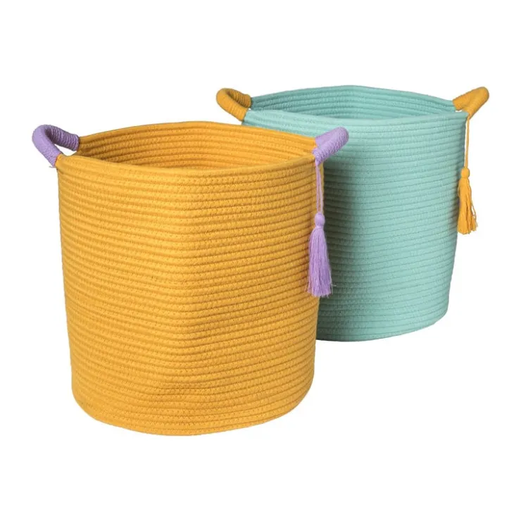 Xenos Mand colors hoog - oranje/paars - ø34x34 cm- Manden|Manden