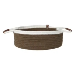 Xenos Mand colors laag - bruin/wit - ø30x10 cm- Manden|Manden