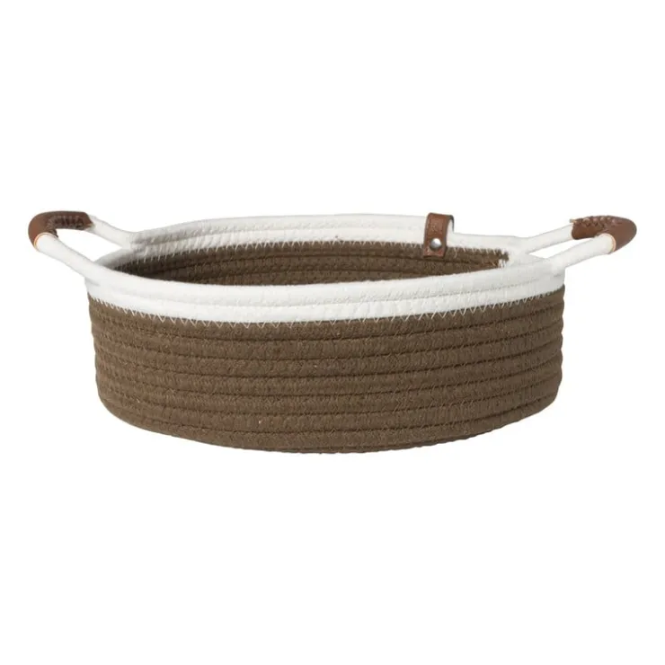 Xenos Mand colors laag - bruin/wit - ø27x9 cm- Manden|Manden
