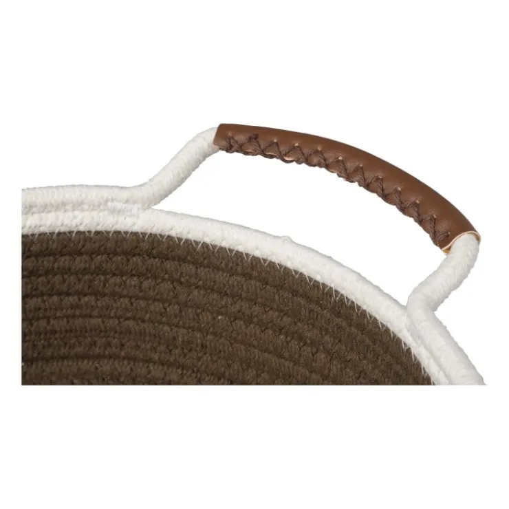 Xenos Mand colors laag - bruin/wit - ø27x9 cm- Manden|Manden