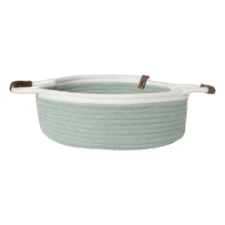 Xenos Mand colors laag - groen/wit - ø30x10 cm- Manden|Manden