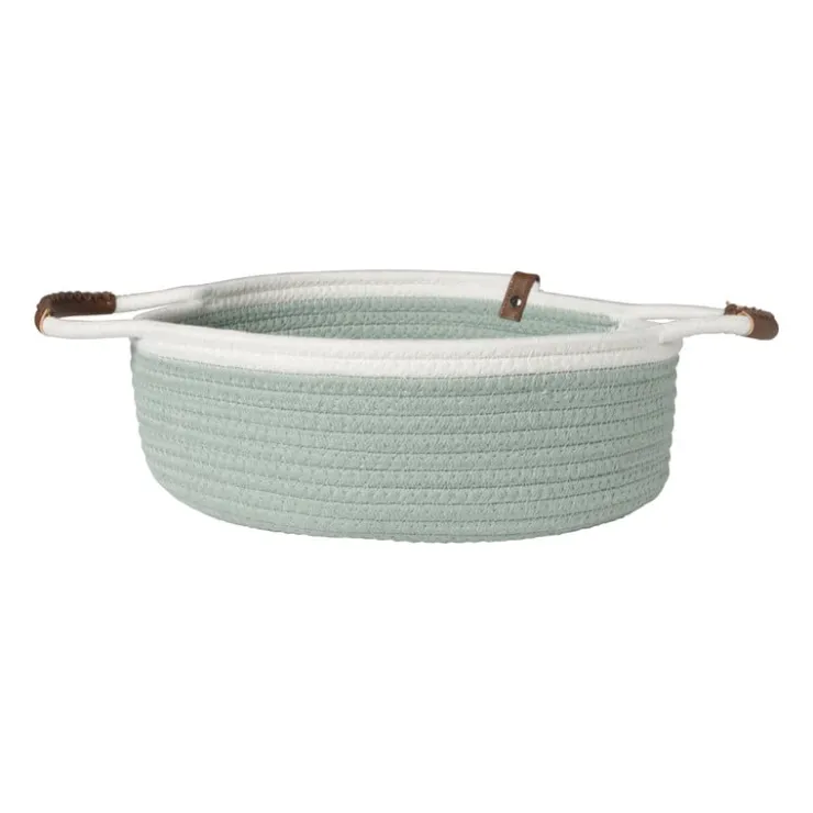 Xenos Mand colors laag - groen/wit - ø30x10 cm- Manden|Manden