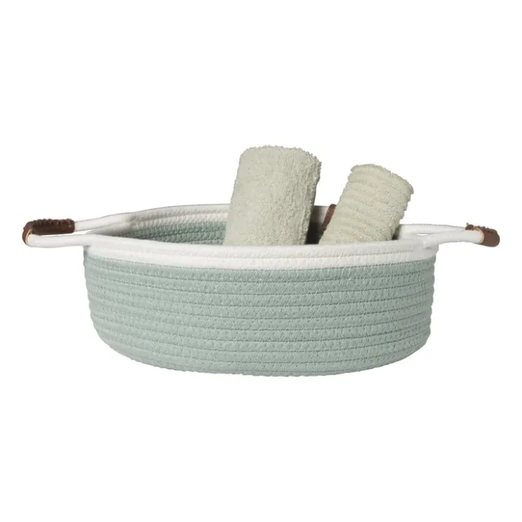 Xenos Mand colors laag - groen/wit - ø30x10 cm- Manden|Manden