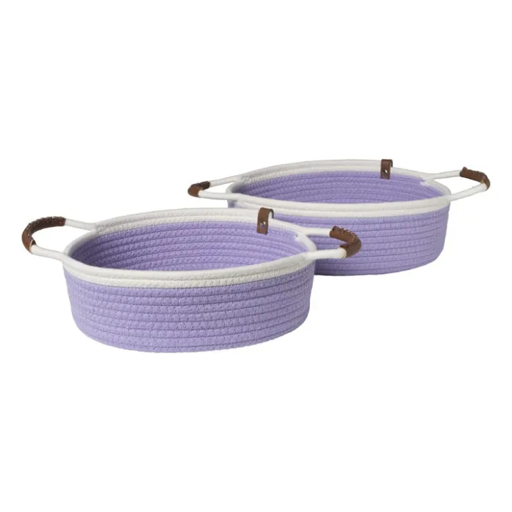 Xenos Mand colors laag - lila/wit - ø30x10 cm- Manden|Manden