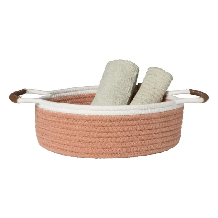 Xenos Mand colors laag - oranje/wit - ø30x10 cm- Manden|Manden