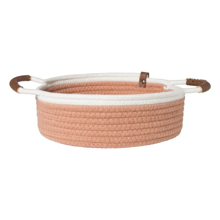 Xenos Mand colors laag - oranje/wit - ø27x9 cm- Manden|Manden