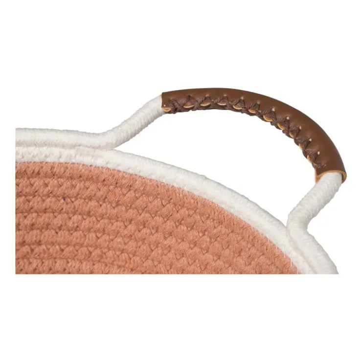 Xenos Mand colors laag - oranje/wit - ø27x9 cm- Manden|Manden