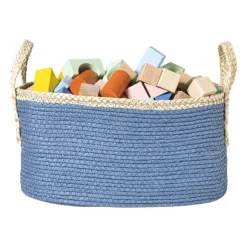 Xenos Mand colors rechthoekig - blauw/bruin - 16x30x20 cm- Manden|Manden