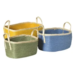 Xenos Mand colors rechthoekig - blauw/bruin - 16x30x20 cm- Manden|Manden