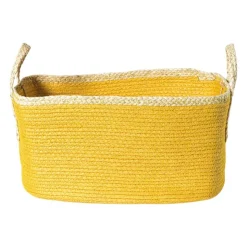 Xenos Mand colors rechthoekig - geel/bruin - 16x30x20 cm- Manden|Manden