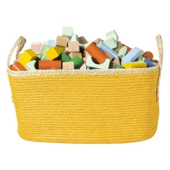 Xenos Mand colors rechthoekig - geel/bruin - 16x30x20 cm- Manden|Manden