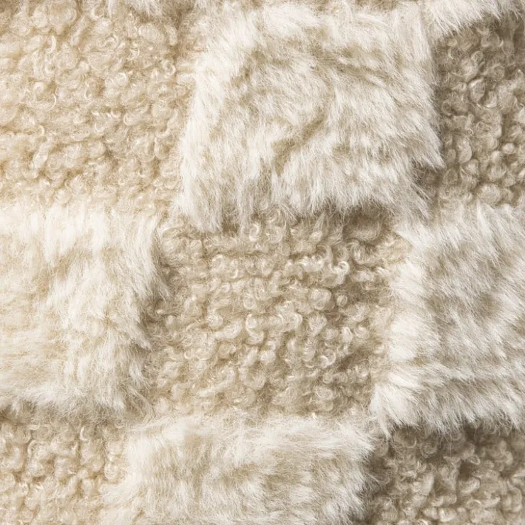 Xenos Mand geruit rond maat L - beige - ø22x16 cm- Manden|Manden