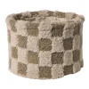 Xenos Mand geruit rond maat XL - bruin - ø24x18 cm- Manden|Manden