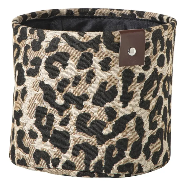 Xenos Mand luipaard - bruin/zwart - ø18x15 cm- Manden|Manden
