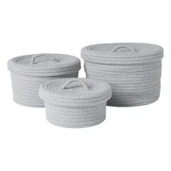 Xenos Mand met deksel Julia - grijs - ø19x10 cm- Manden|Manden