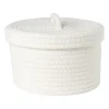 Xenos Mand met deksel Julia - wit - ø22x13 cm- Manden|Manden