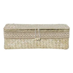 Xenos Mand met deksel Stijn - naturel - 9.5x32x12 cm- Manden|Manden