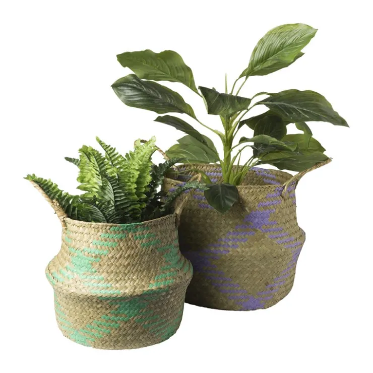 Xenos Mand streep - bruin/turquoise - ø23x28 cm- Manden|Manden