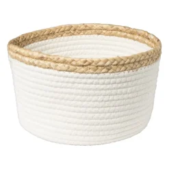 Xenos Mand wit met bruine rand - ø20x13 cm- Manden|Manden