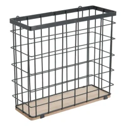 Xenos Mandje voor wandrek - 22x24x9 cm - zwart- Wandrekken