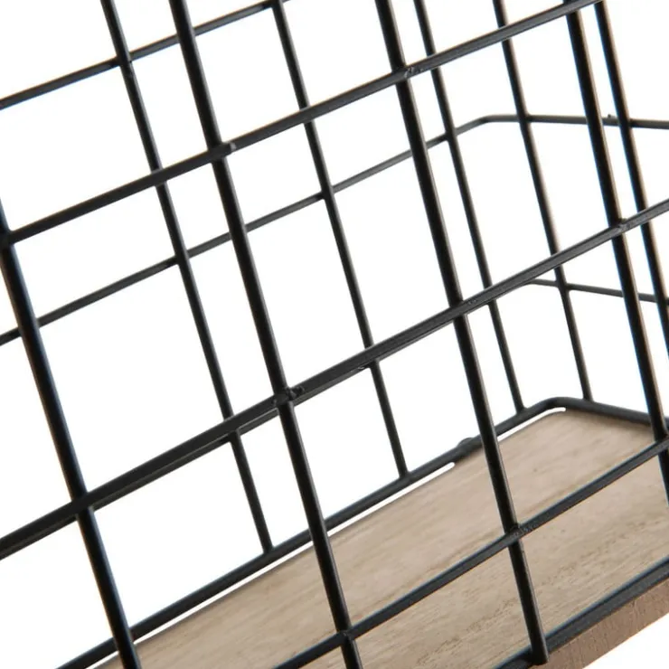 Xenos Mandje voor wandrek - 22x24x9 cm - zwart- Wandrekken
