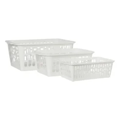 Xenos Mandje wit - 14.5x34x24 cm- Opbergbakken