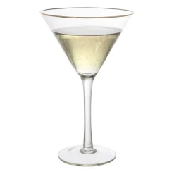 Xenos Martiniglas roze gouden rand - glas - 220 ml- Cocktailglazen